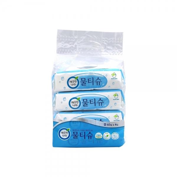 f20 35415 깨끗한나라 물티슈 페퍼민트 캡형 60매 1팩 4개입