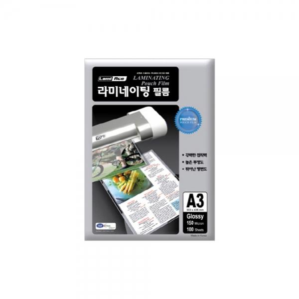 f20 101531 라미에이스 코팅지 A3 150mic 100매입 303x426mm 국내산 1개 1개입