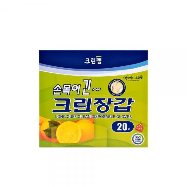 크린랩 손목이긴 크린장갑 (20매) 식품용 1회용 위생비닐장갑