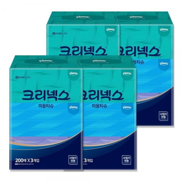 크리넥스 미용티슈 콤비 (200매) 3팩 x 4개 (총 12팩)