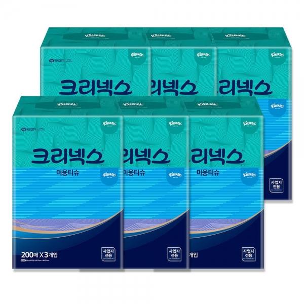 크리넥스 미용티슈 콤비 (200매) 3팩 x 6개 (총 18팩)
