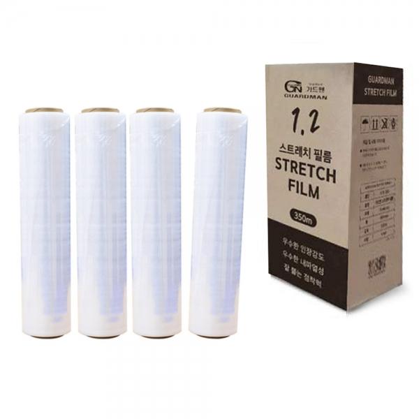 GUARDMAN 스트레치필름 4롤 (두께 12mic 폭 500mm 길이 350m) 팔레트 포장용 스트레치 방지