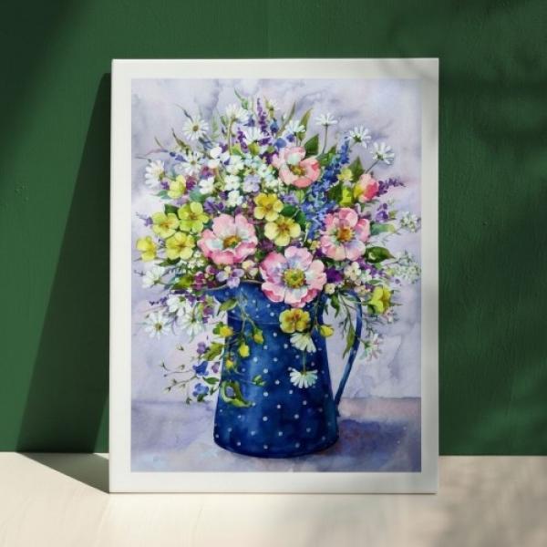 DIY 명화 그리기 40x50cm 파랑 꽃병 힐링 취미 인테리어 유화