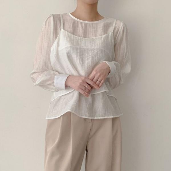 퍼프 블라우스 나시 세트 UJS-048