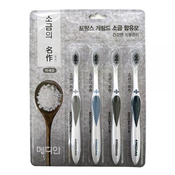 메디안 소금의 명작 미세모 잇몸관리 칫솔 4개입