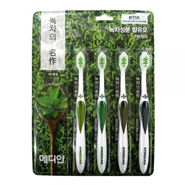 메디안 녹차의 명작 미세모 구취케어 칫솔 4개입