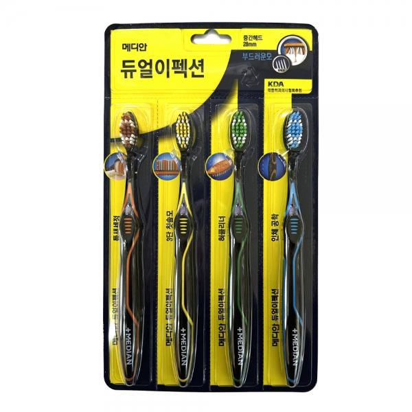 메디안 듀얼이펙션 부드러운모 탄력모 칫솔 4개입