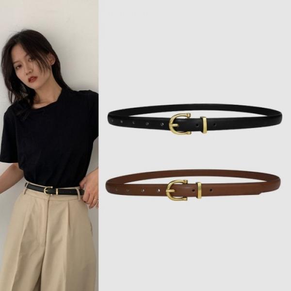 하프문 금장 버클 여성 벨트 데일리 정장 2색