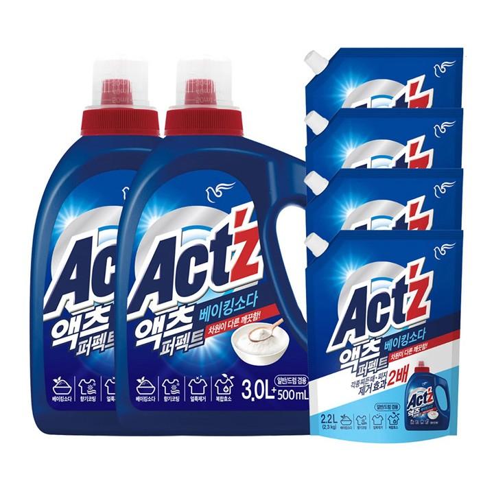 액츠 퍼펙트 액체 세탁세제 베이킹소다 3.5L x 2 + 2.2L x 4