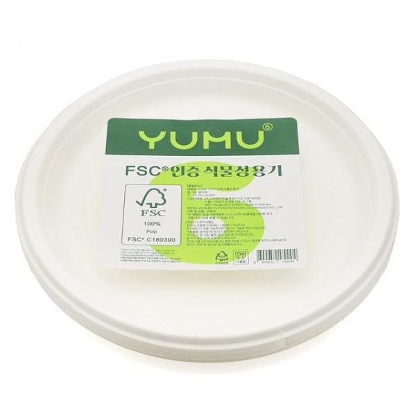 YUMU 일회용 식물성용기 종이접시 23cm 10P