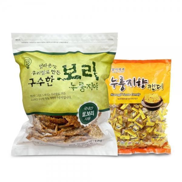 엄마 손맛 우리 쌀로 만든 구수한 보리 누룽지야 1kg + 양지 누룽지향 사탕 700g