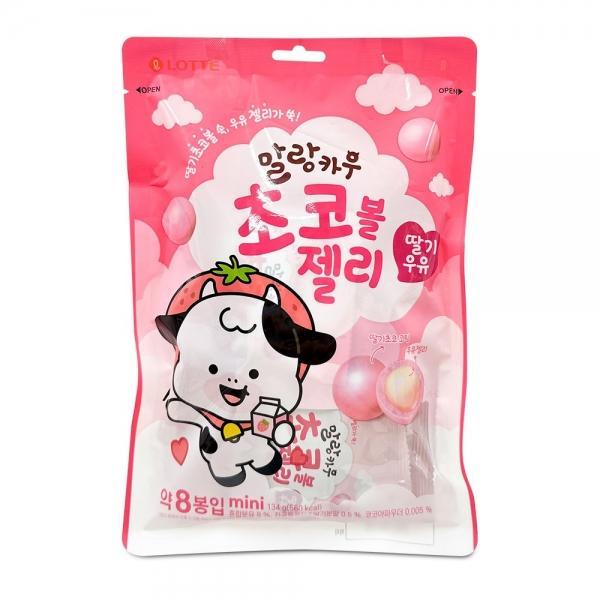 롯데 말랑카우 초코볼 젤리 딸기우유맛 134g