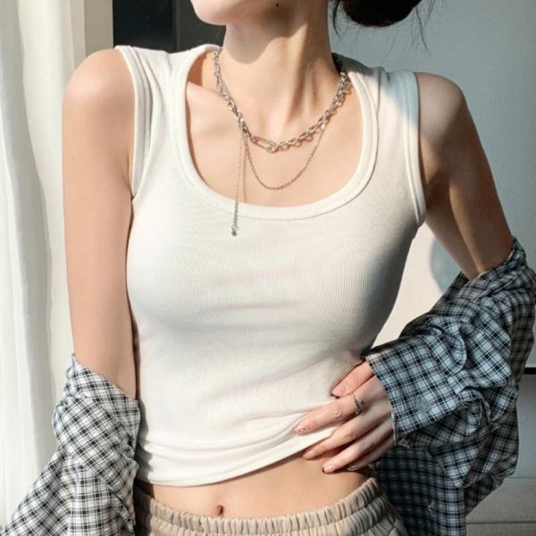 20대 30대 여자 U넥 골지 레이어드 단독 이너 나시