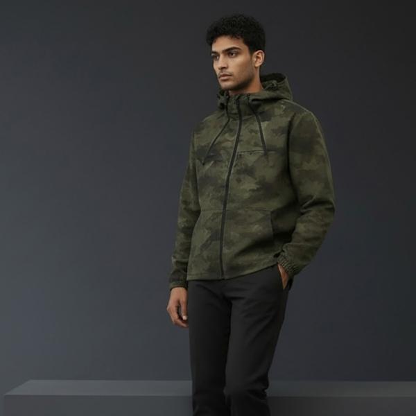 남성 여성 3WAY 지퍼 포인트 카모 밀리터리 패턴 후드 집업 자켓