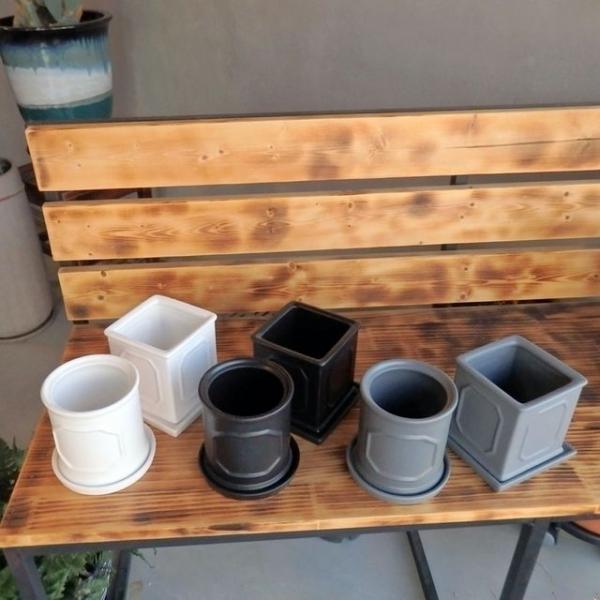 모던 도기 몰딩 화분 C0404 사각 11x11x11cm