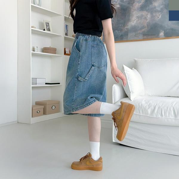 ACC 2009W 여자 카펜터 버뮤다 와이드 밴딩 데님 반바지