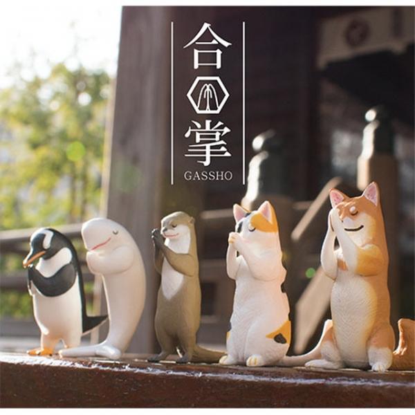 Yell 합장(묘배) 고양이 랜덤 피규어