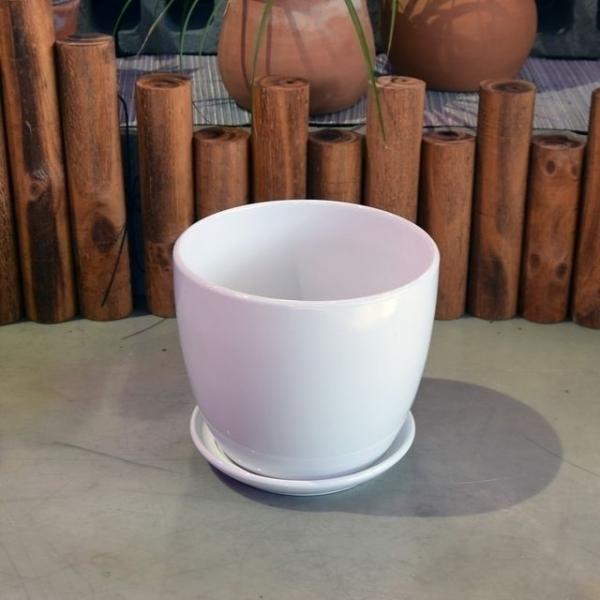 모던 도기화분 미분형 22x18cm 화이트 유광