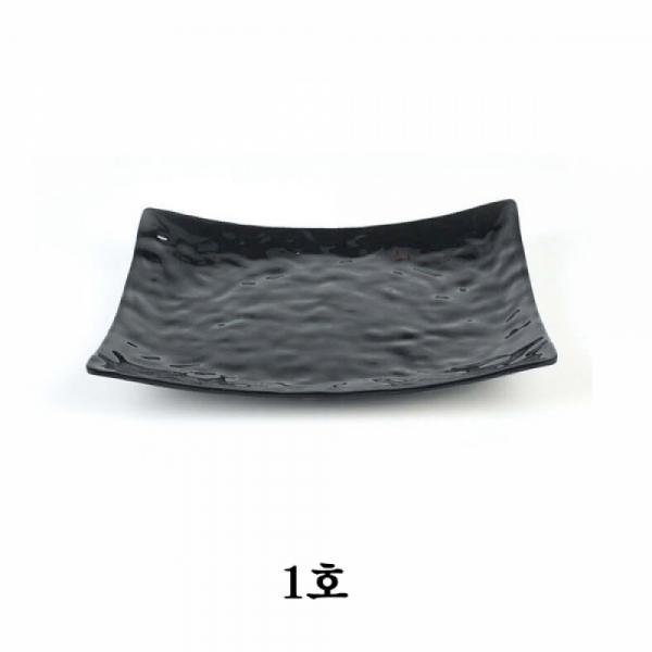 업소용 흑색무지 직사각 멜라민 접시 1호