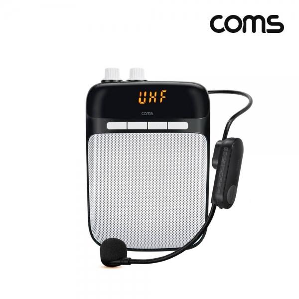 Coms 휴대용 UHF 마이크 앰프 10W 블루투스 v5.3 무선 스피커 AUX TF 메모리 유선마이크 FM라디오 SY533