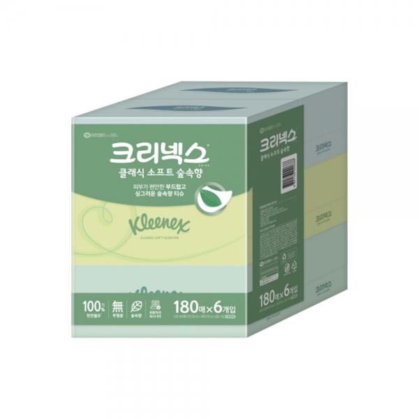 f20 34468 유한 크리넥스 숲속향 곽티슈 180매x6갑입 180매 1팩 1개입