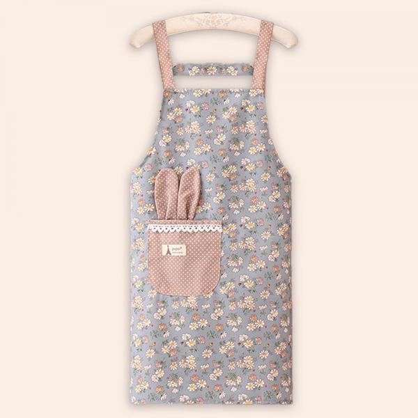 어린이집 교사 주방 귀여운 방수 멜빵 앞치마 블루