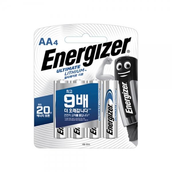 f20 64911 에너자이저 얼티메이트 리튬 건전지 AA L91BP4 4개입 1조 1개입