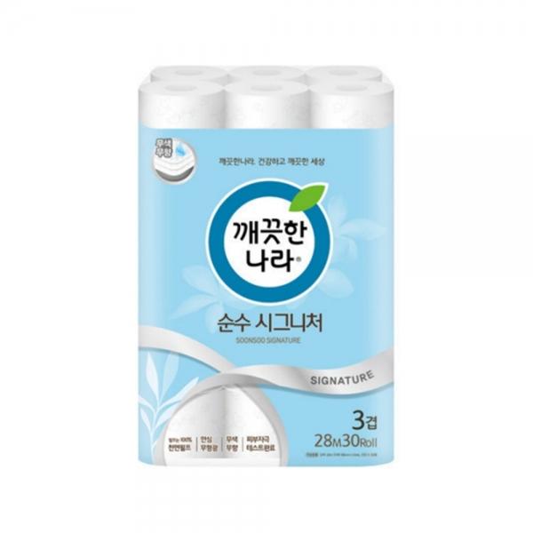 f20 142821 깨끗한나라 순수 3겹데코 30롤 28m 30롤 1팩 1개입