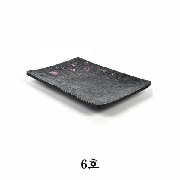 매화문양 돌무늬 직사각접시 멜라민그릇 6호
