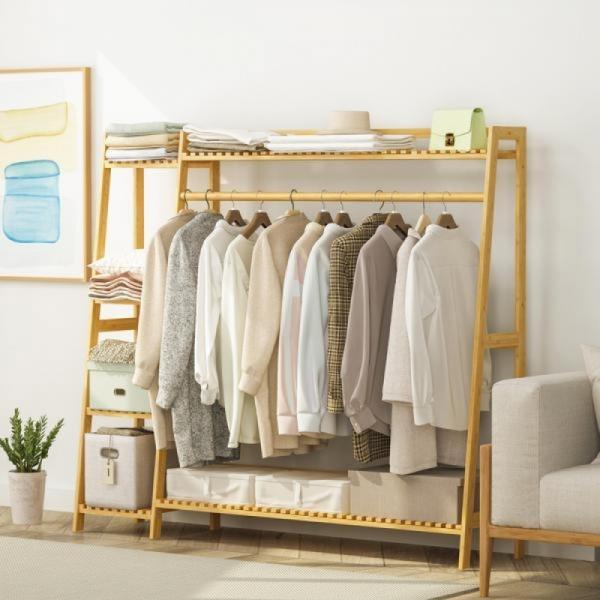 원목 스탠드 옷장 튼튼한 옷걸이 수납 선반 행거