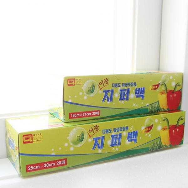 우크 이중지퍼백20매/위생백/주방용품/일회용품