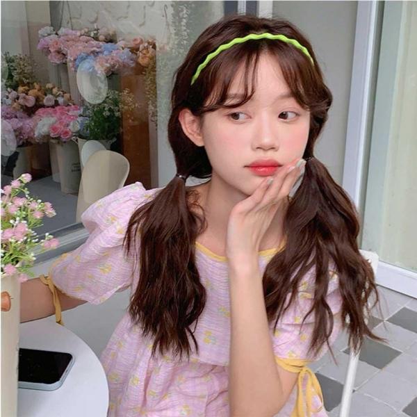 파스텔 물결 머리띠 유광 기본 심플 귀안아픈 여성 밴드 슬림 플라스틱 헤어띠