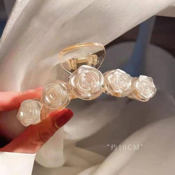 다섯 장미 집게핀 올림머리 왕집게핀 올림머리 대왕 머리집게 집게머리핀