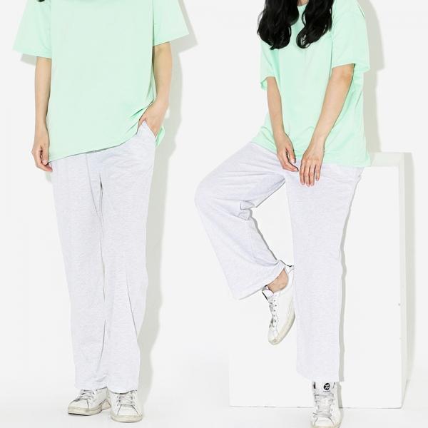 여성 허리 밴딩 캐주얼 데일리 통 와이드 팬츠