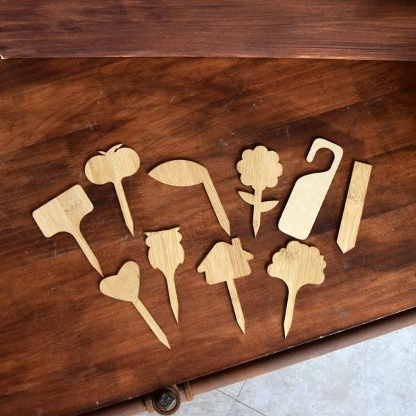 화분 데코레이션용 우드 이름표 10cm 대나무 해바라기