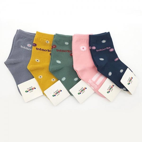 여자 아이 꽃무늬 포인트 귀여운 데이지 양말 5켤레