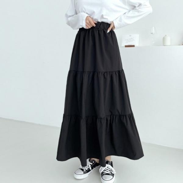여성 베베르 바스락 캉캉 롱스커트