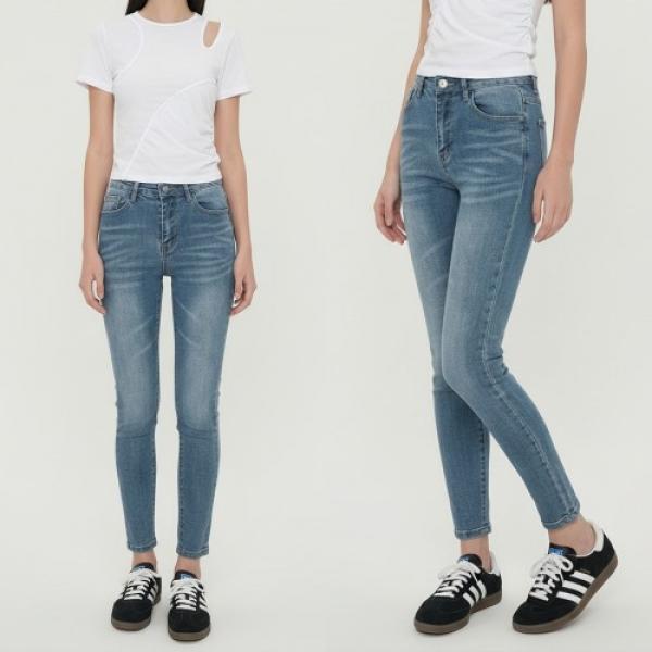 여성 하이웨스트 히든밴딩 슬림 데님 스키니팬츠