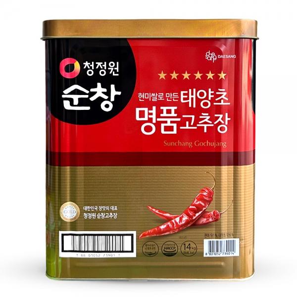 청정원 순창 현미쌀 태양초 명품 고추장 14kg 업소용 대용량 식자재 캔 말통