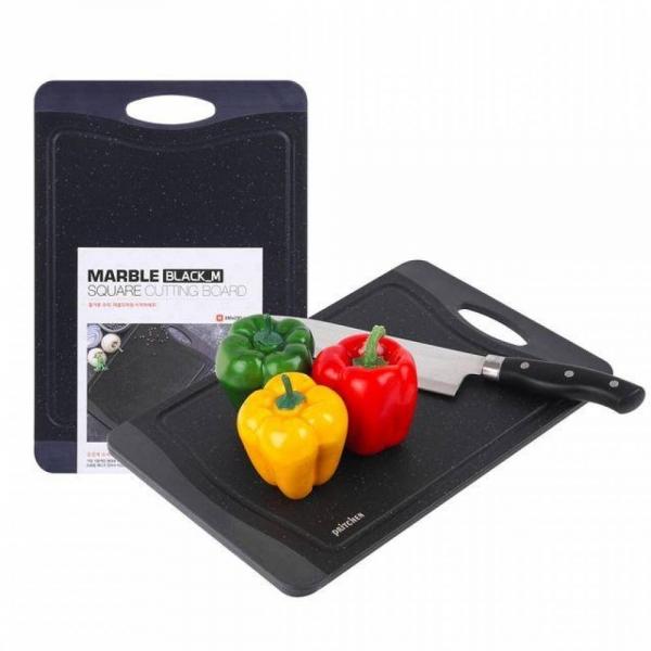 논슬립 이유식 김치 마블 블랙 사각 양면 도마 - 중