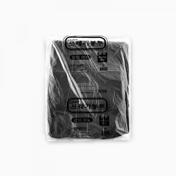 손잡이 대용량 쓰레기 봉투 80L 검정색 50매