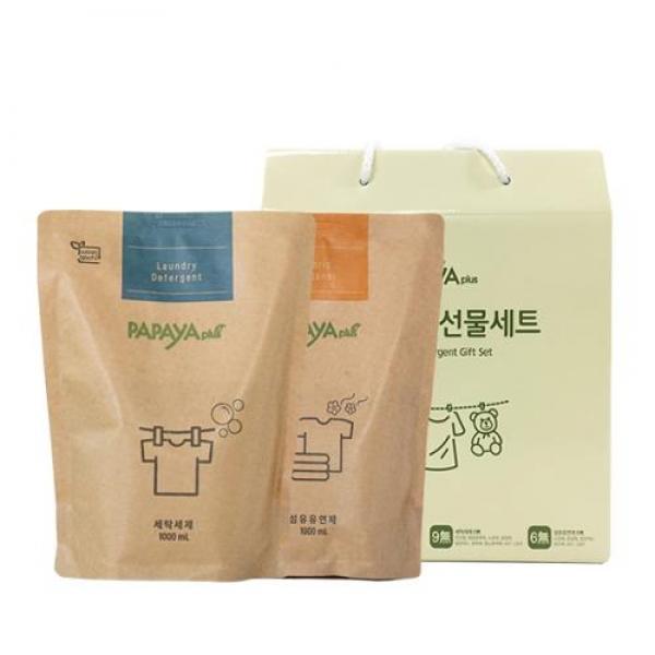 파파야플러스 저탄소 세제유연제 파우치 2종