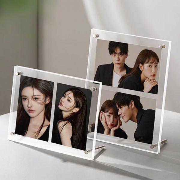 홈데코 인테리어 투명 아크릴 사진 액자 스탠드 탁상 포토 프레임 4x6 5x7