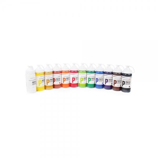 f20 129105 종이나라 비비드 포스터물감 220ml 12색세트 보,노,파,연,녹 검,흰,갈,빨,다,밤,황 1개 1개입