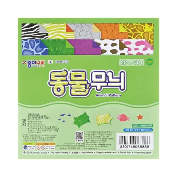 f20 164412 종이나라 2000 동물무늬 양면색종이 20색 30매 15x15cm 1개 1개입