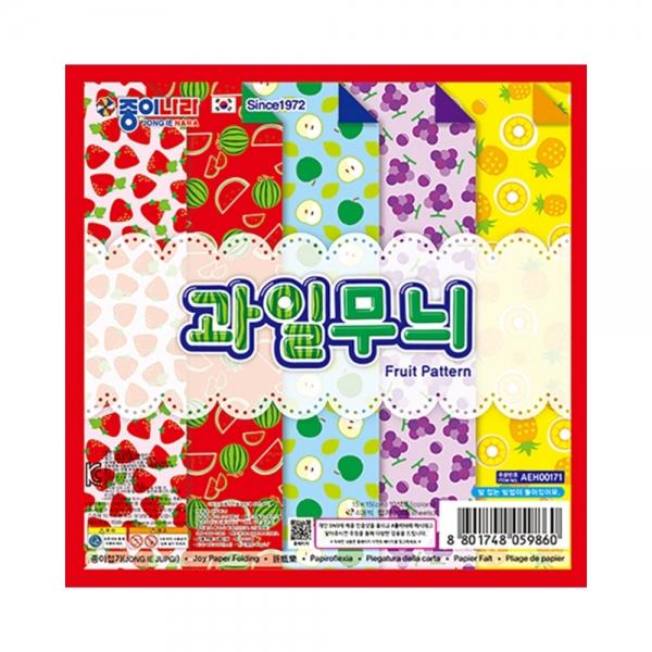 f20 36936 1500 종이나라 과일무늬 양면색종이 10색 20매 15x15cm 1개 1개입