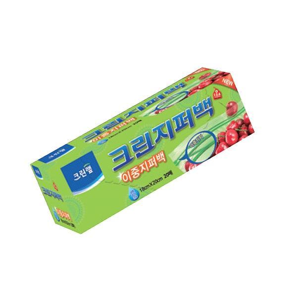크린랩 이중지퍼백 소 18cm x 20cm 20매입