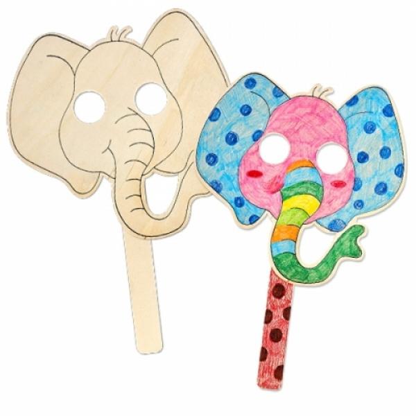 나무손잡이 가면 - 코끼리