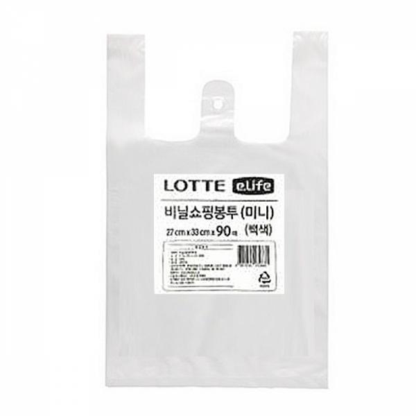 롯데 비닐쇼핑봉투 미니 27 x 33cm 90매 화이트