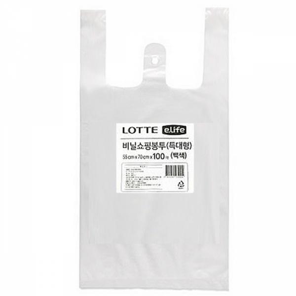 롯데 비닐쇼핑봉투 특대형 55 x 70cm 100매 화이트